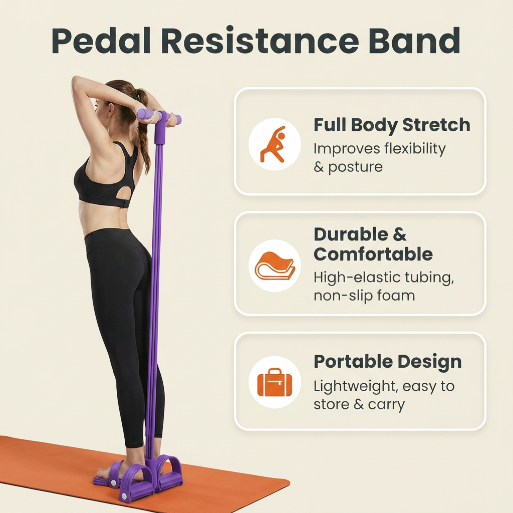 Pedal Resistance Band Features - BG & Text Only
