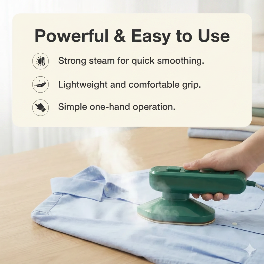 Mini Steamer & Iron: 2-In-1 Portable Travel Friendly
